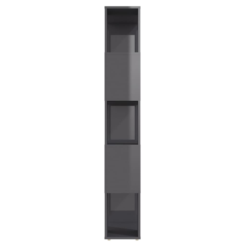 vidaXL Bibliothèque/Séparateur de pièce Gris brillant 60x24x155 cm