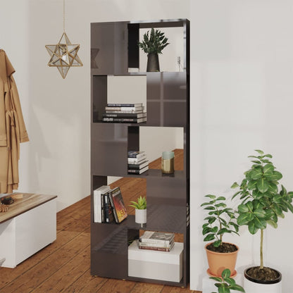 vidaXL Bibliothèque/Séparateur de pièce Gris brillant 60x24x155 cm