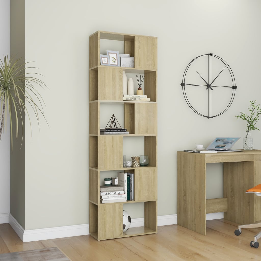 vidaXL Bibliothèque étagère séparateur de pièce chêne sonoma 60x24x186 cm aggloméré