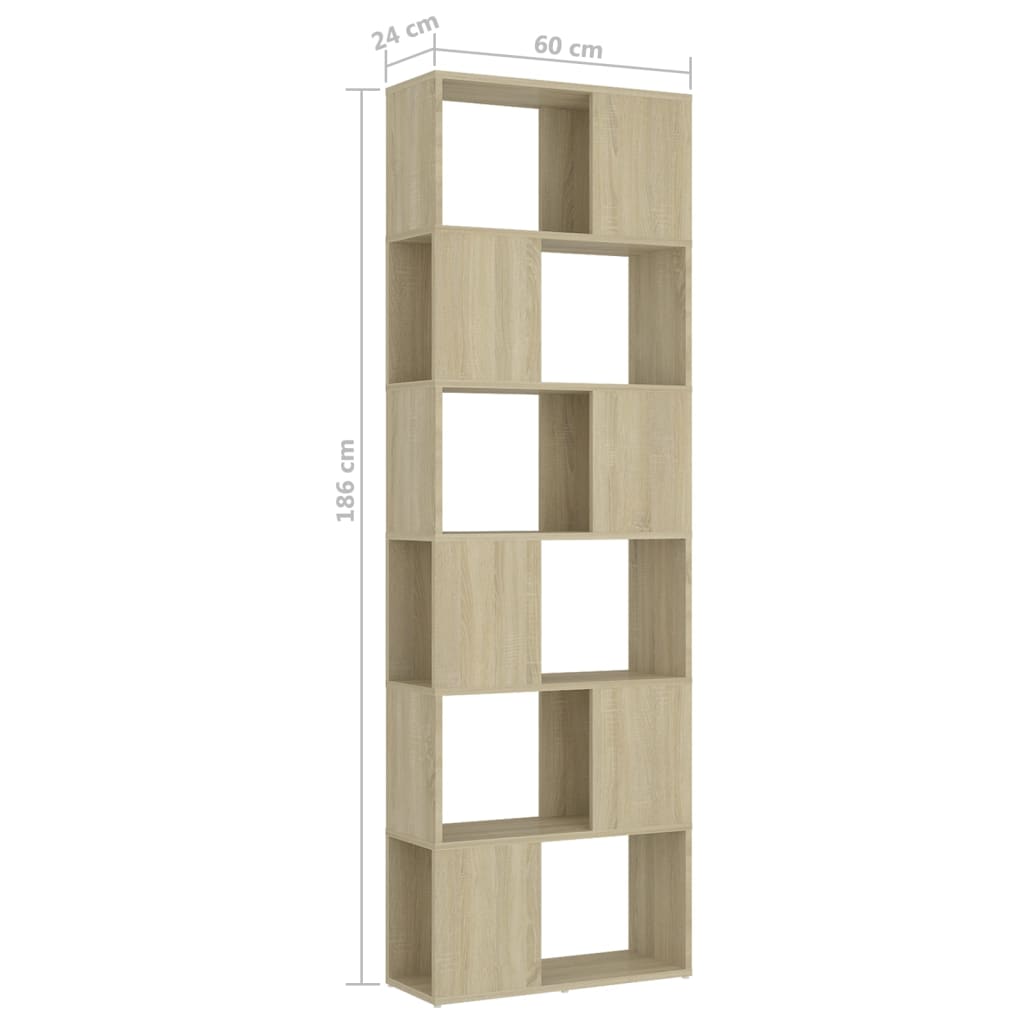 vidaXL Bibliothèque étagère séparateur de pièce chêne sonoma 60x24x186 cm aggloméré
