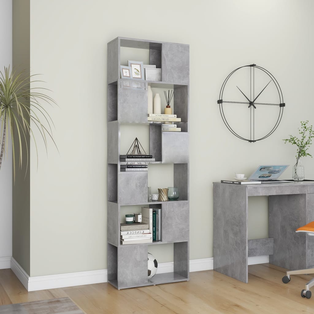 vidaXL Bibliothèque séparateur de pièce gris béton 60x24x186 cm aggloméré