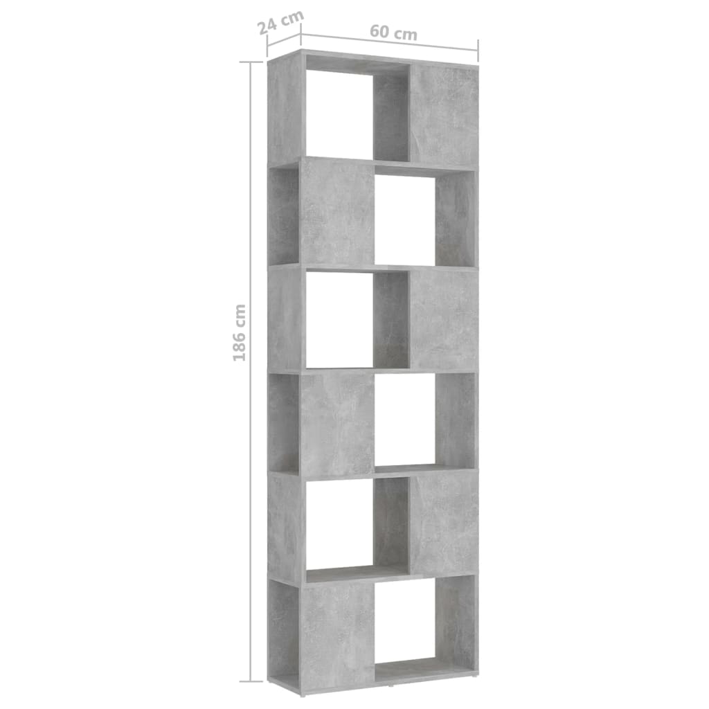 vidaXL Bibliothèque séparateur de pièce gris béton 60x24x186 cm aggloméré