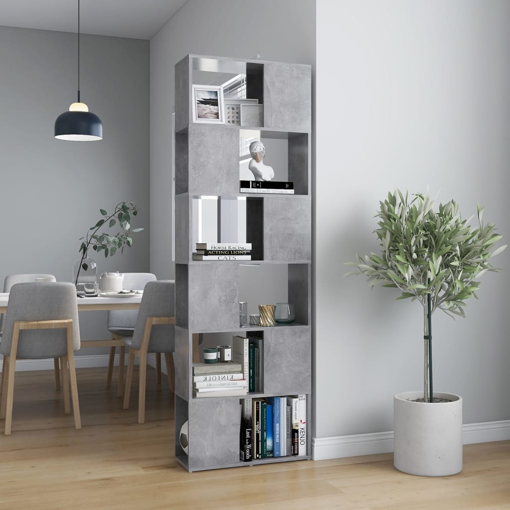 vidaXL Bibliothèque séparateur de pièce gris béton 60x24x186 cm aggloméré