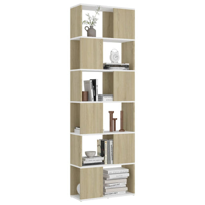 vidaXL Bibliothèque Cloison de séparation Blanc Chêne Sonoma 60x24x186 cm