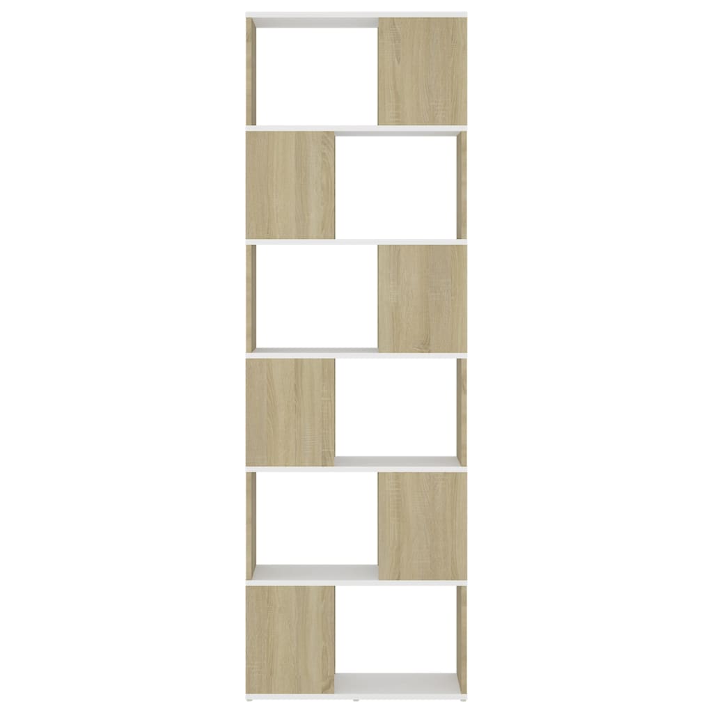 vidaXL Bibliothèque Cloison de séparation Blanc Chêne Sonoma 60x24x186 cm