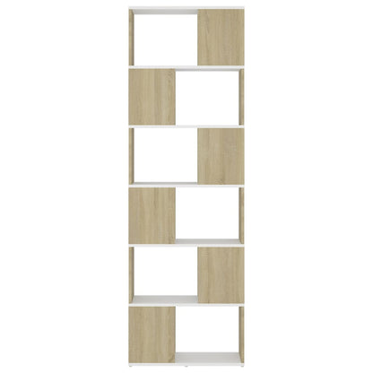 vidaXL Bibliothèque Cloison de séparation Blanc Chêne Sonoma 60x24x186 cm