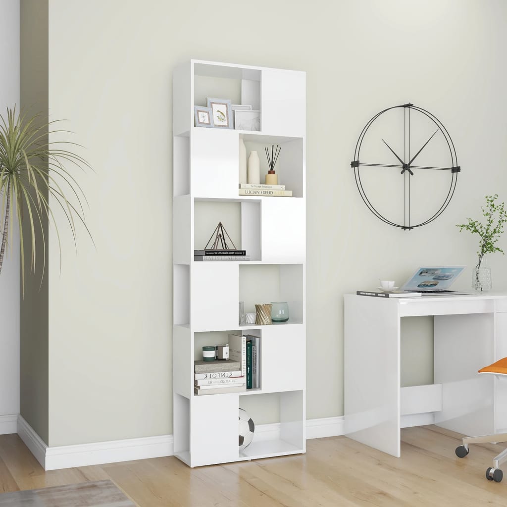 vidaXL Bibliothèque séparateur de pièce Blanc brillant 60x24x186 cm