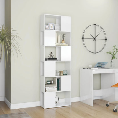 vidaXL Bibliothèque séparateur de pièce Blanc brillant 60x24x186 cm