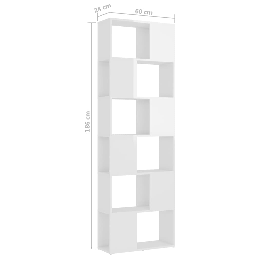 vidaXL Bibliothèque séparateur de pièce Blanc brillant 60x24x186 cm