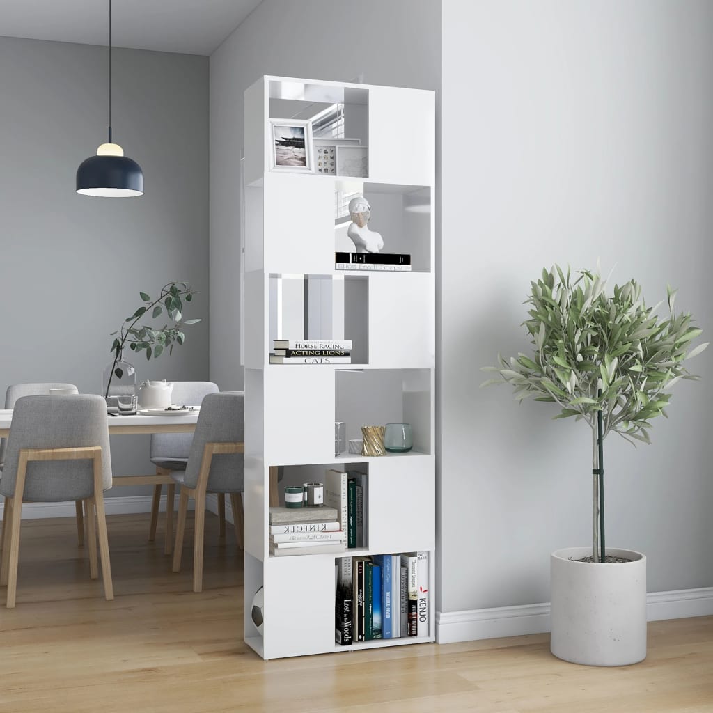 vidaXL Bibliothèque séparateur de pièce Blanc brillant 60x24x186 cm