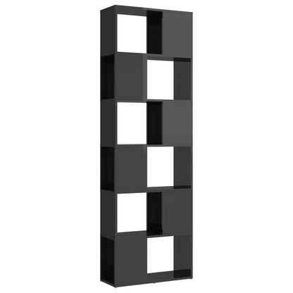 vidaXL Bibliothèque / Meuble de rangement / Séparateur de pièce Gris brillant 60x24x186 cm