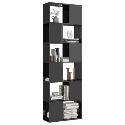 vidaXL Bibliothèque / Meuble de rangement / Séparateur de pièce Gris brillant 60x24x186 cm