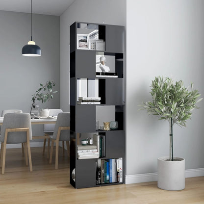vidaXL Bibliothèque / Meuble de rangement / Séparateur de pièce Gris brillant 60x24x186 cm