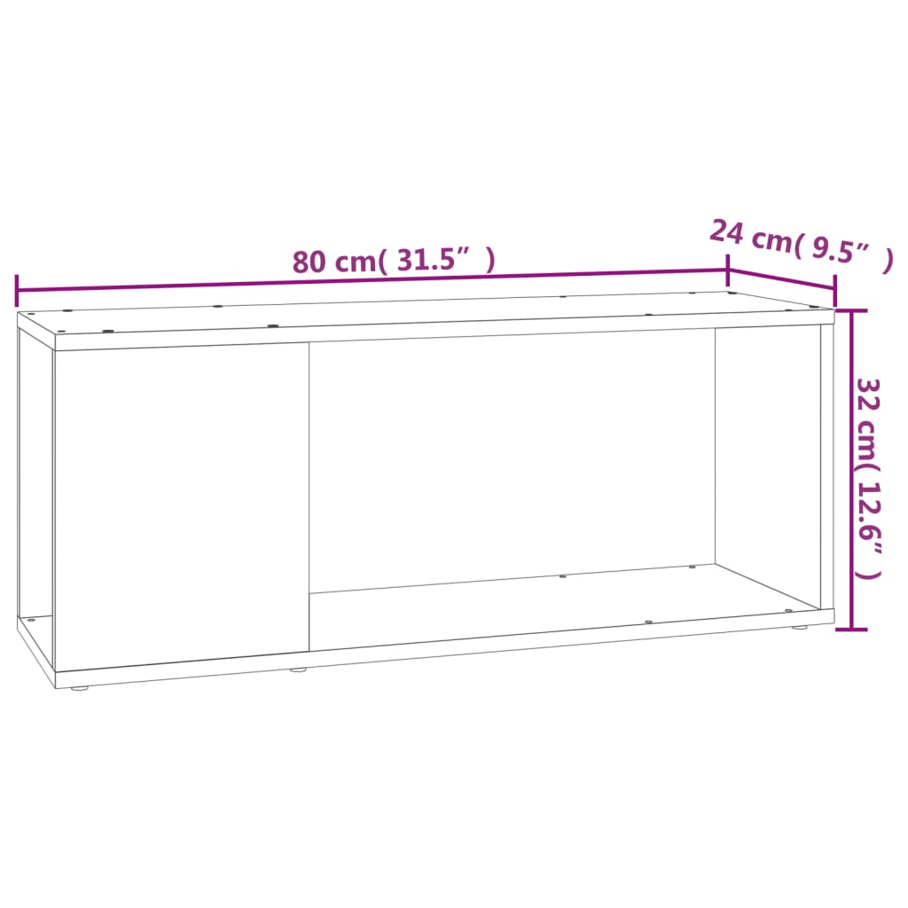 vidaXL Meuble TV Noir 80x24x32 cm Bois d'ingénierie