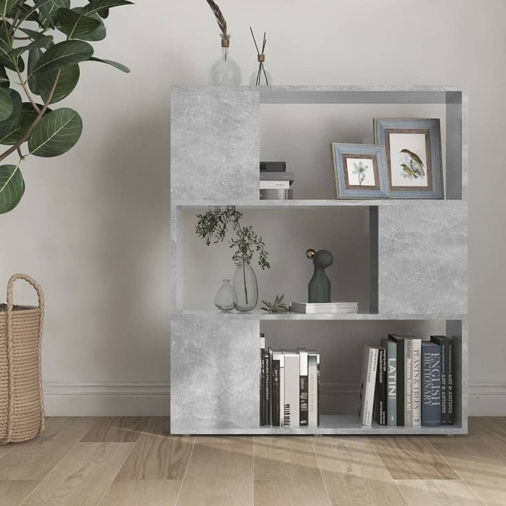 vidaXL Étagère de bibliothèque Séparateur de pièce Gris béton 80x24x94 cm Bois d'ingénierie