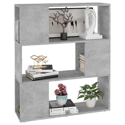 vidaXL Étagère de bibliothèque Séparateur de pièce Gris béton 80x24x94 cm Bois d'ingénierie
