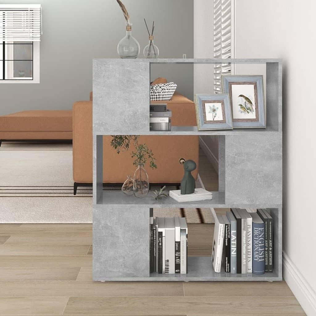 vidaXL Étagère de bibliothèque Séparateur de pièce Gris béton 80x24x94 cm Bois d'ingénierie