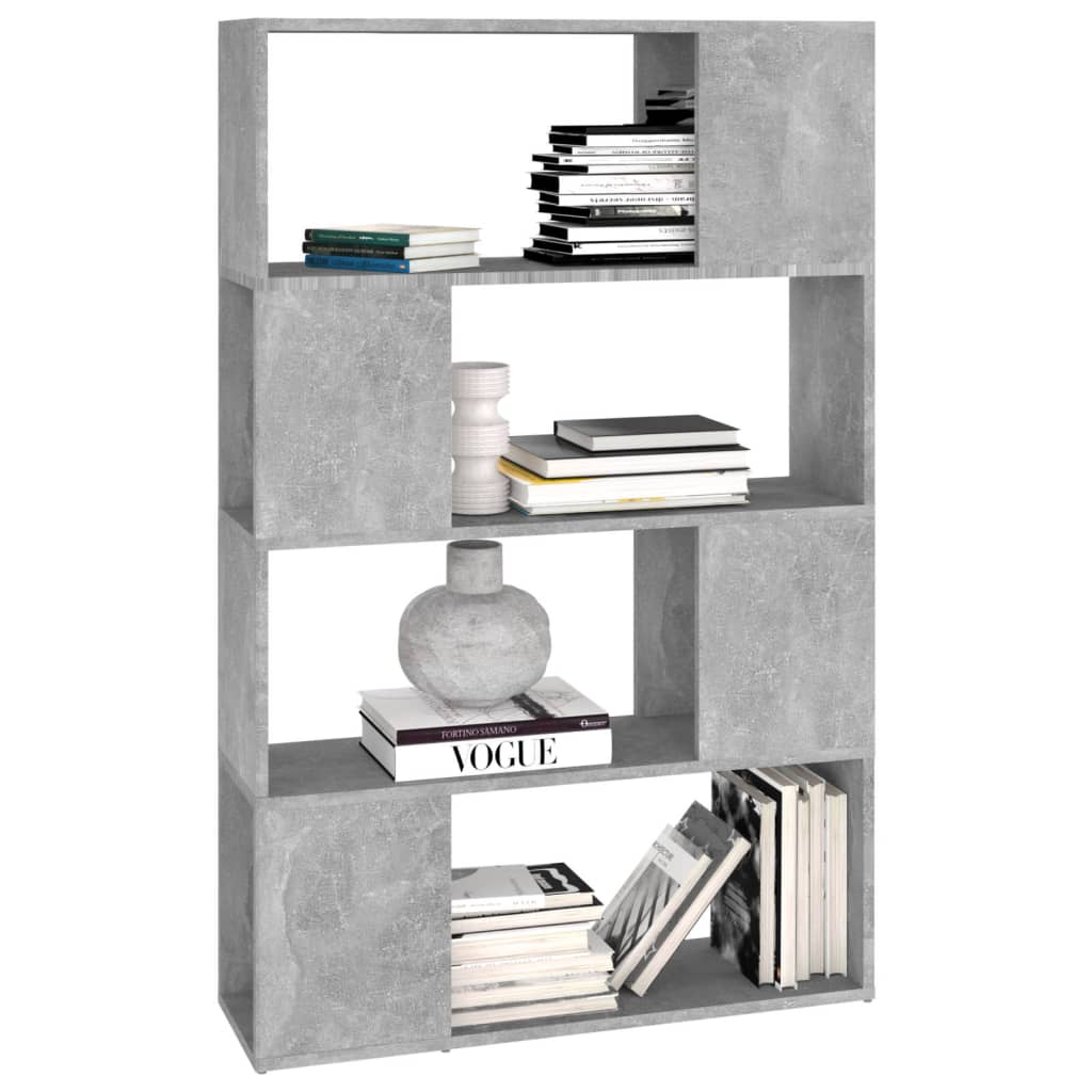 vidaXL Bibliothèque séparateur de pièce gris béton 80x24x124,5 cm bois d'ingénierie