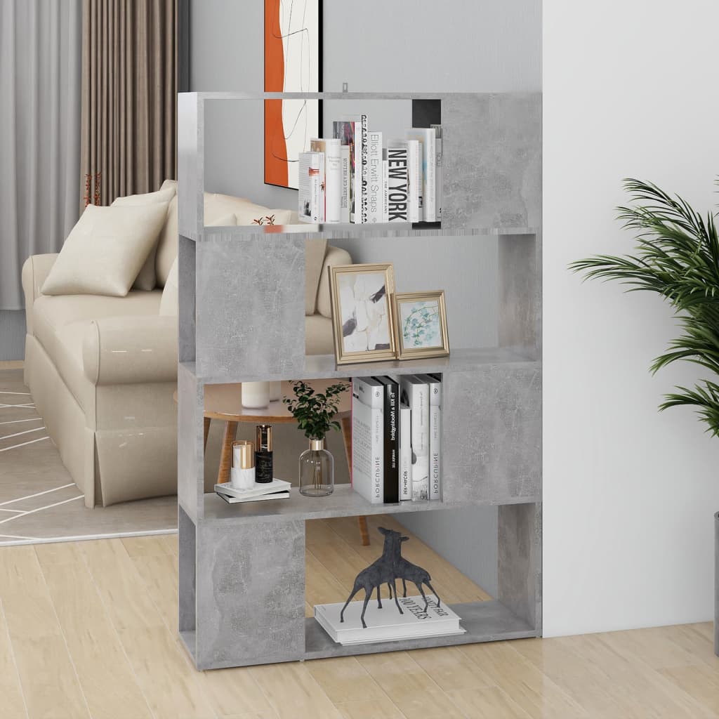 vidaXL Bibliothèque séparateur de pièce gris béton 80x24x124,5 cm bois d'ingénierie