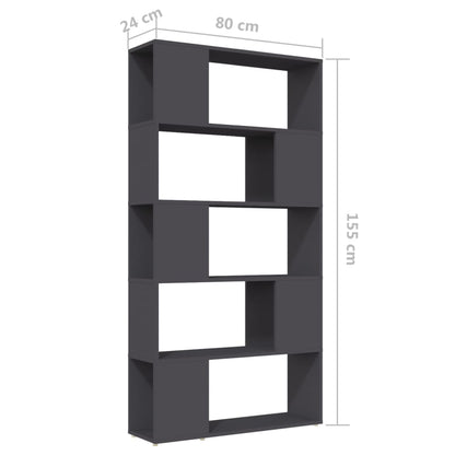 vidaXL Bücherregal Raumteiler Grau 80x24x155 cm Holzwerkstoff