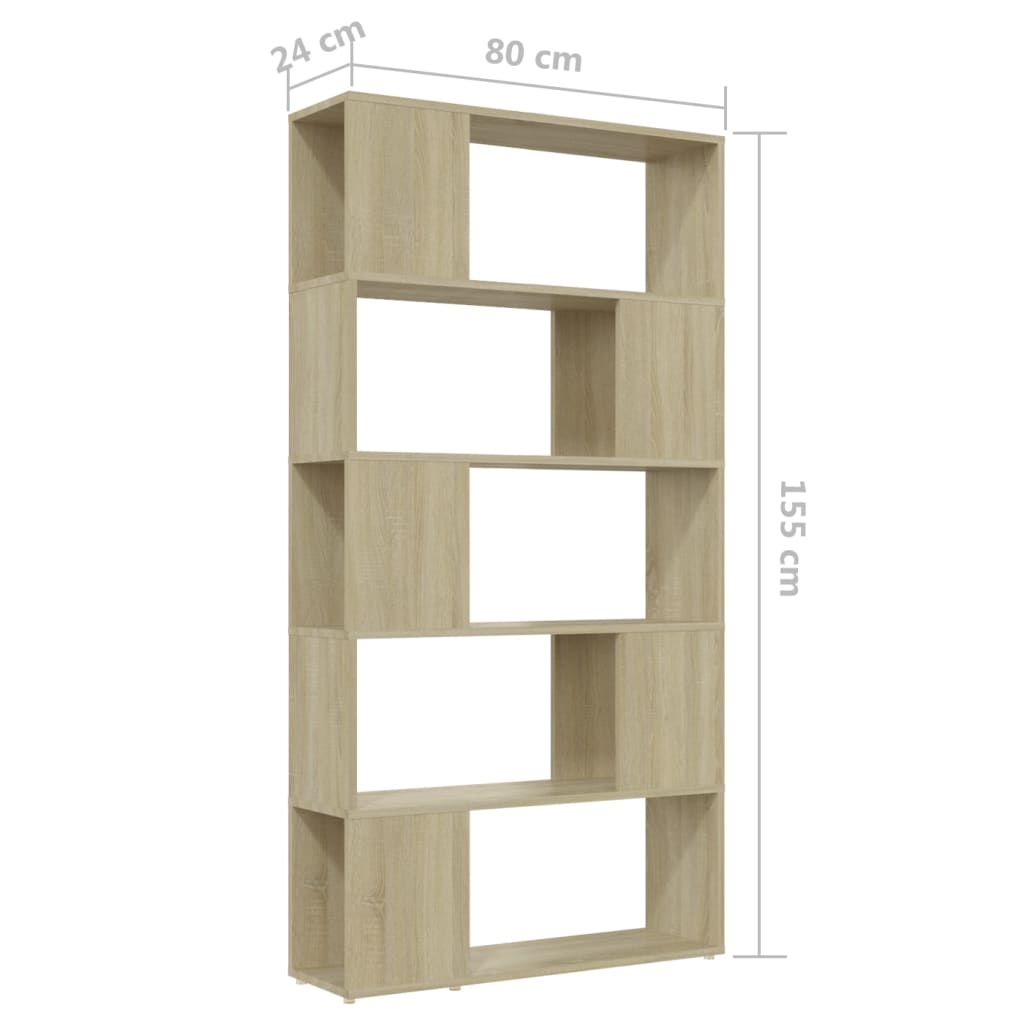 vidaXL Bücherregal Raumteiler Sonoma-Eiche 80x24x155 cm Holzwerkstoff