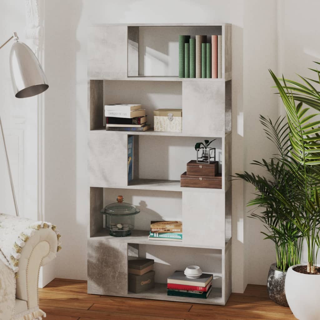 vidaXL Bücherregal Raumteiler Betongrau 80x24x155 cm Holzwerkstoff
