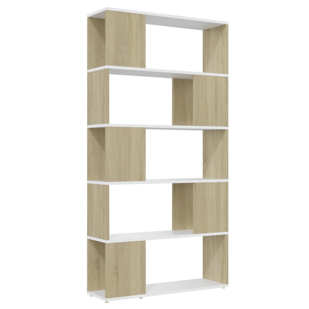vidaXL Bücherregal Raumteiler Weiß Sonoma-Eiche 80x24x155 cm