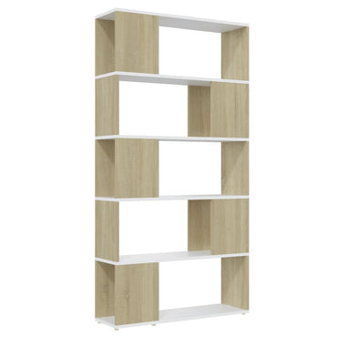 vidaXL Bücherregal Raumteiler Weiß Sonoma-Eiche 80x24x155 cm