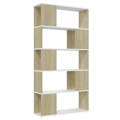 vidaXL Bücherregal Raumteiler Weiß Sonoma-Eiche 80x24x155 cm