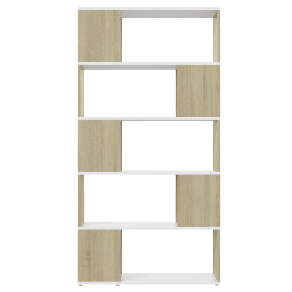 vidaXL Bücherregal Raumteiler Weiß Sonoma-Eiche 80x24x155 cm