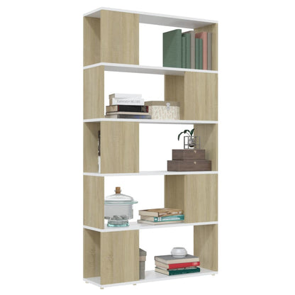 vidaXL Bücherregal Raumteiler Weiß Sonoma-Eiche 80x24x155 cm