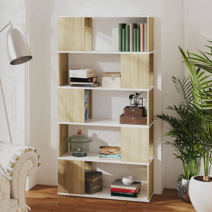 vidaXL Bücherregal Raumteiler Weiß Sonoma-Eiche 80x24x155 cm