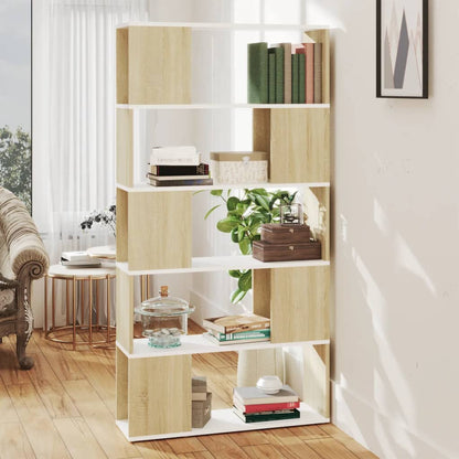 vidaXL Bücherregal Raumteiler Weiß Sonoma-Eiche 80x24x155 cm