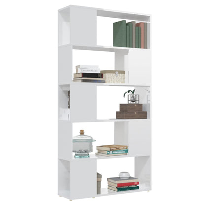 vidaXL Bücherregal Raumteiler Hochglanz-Weiß 80x24x155cm Holzwerkstoff