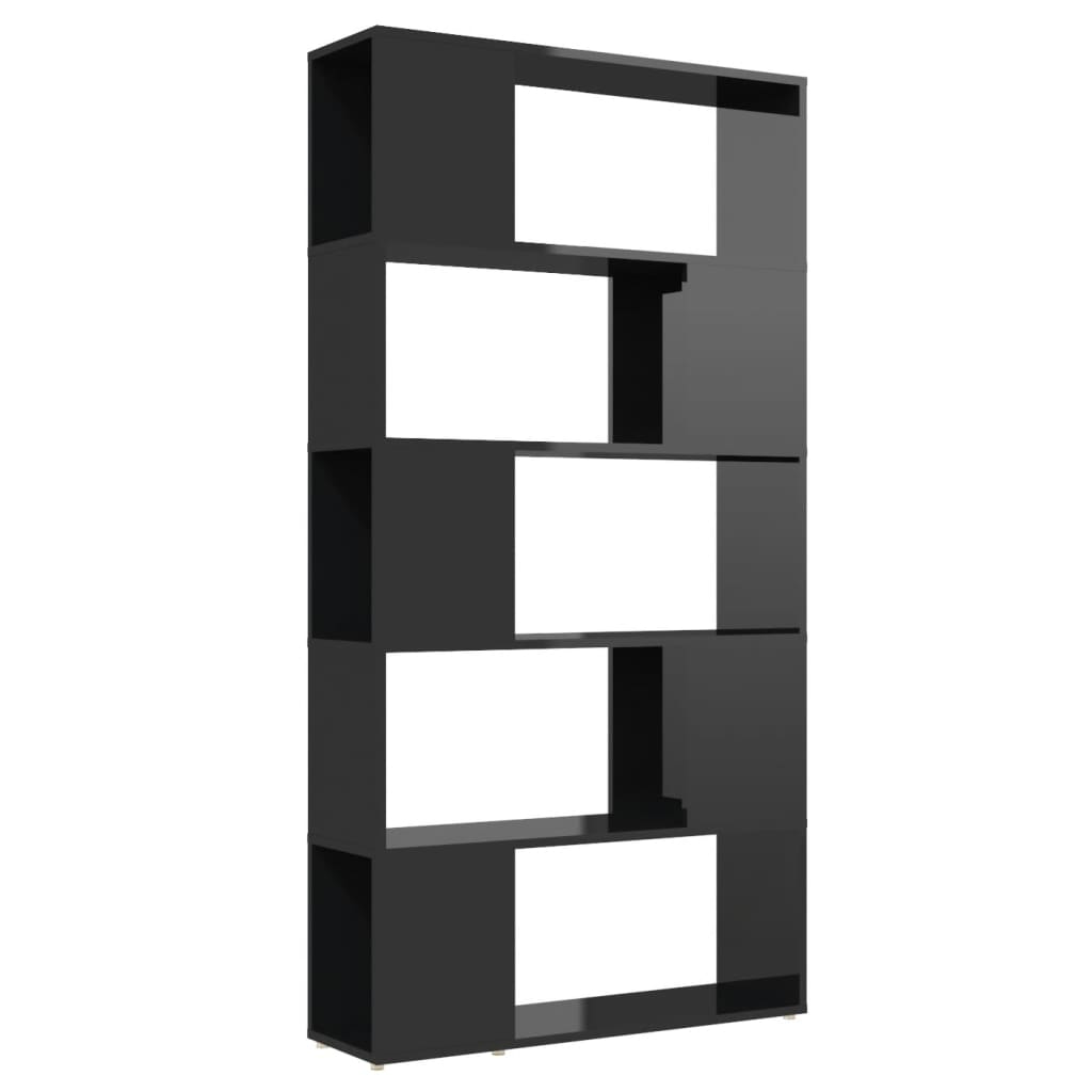 vidaXL Étagère séparateur de pièce noir brillant 80x24x155 cm