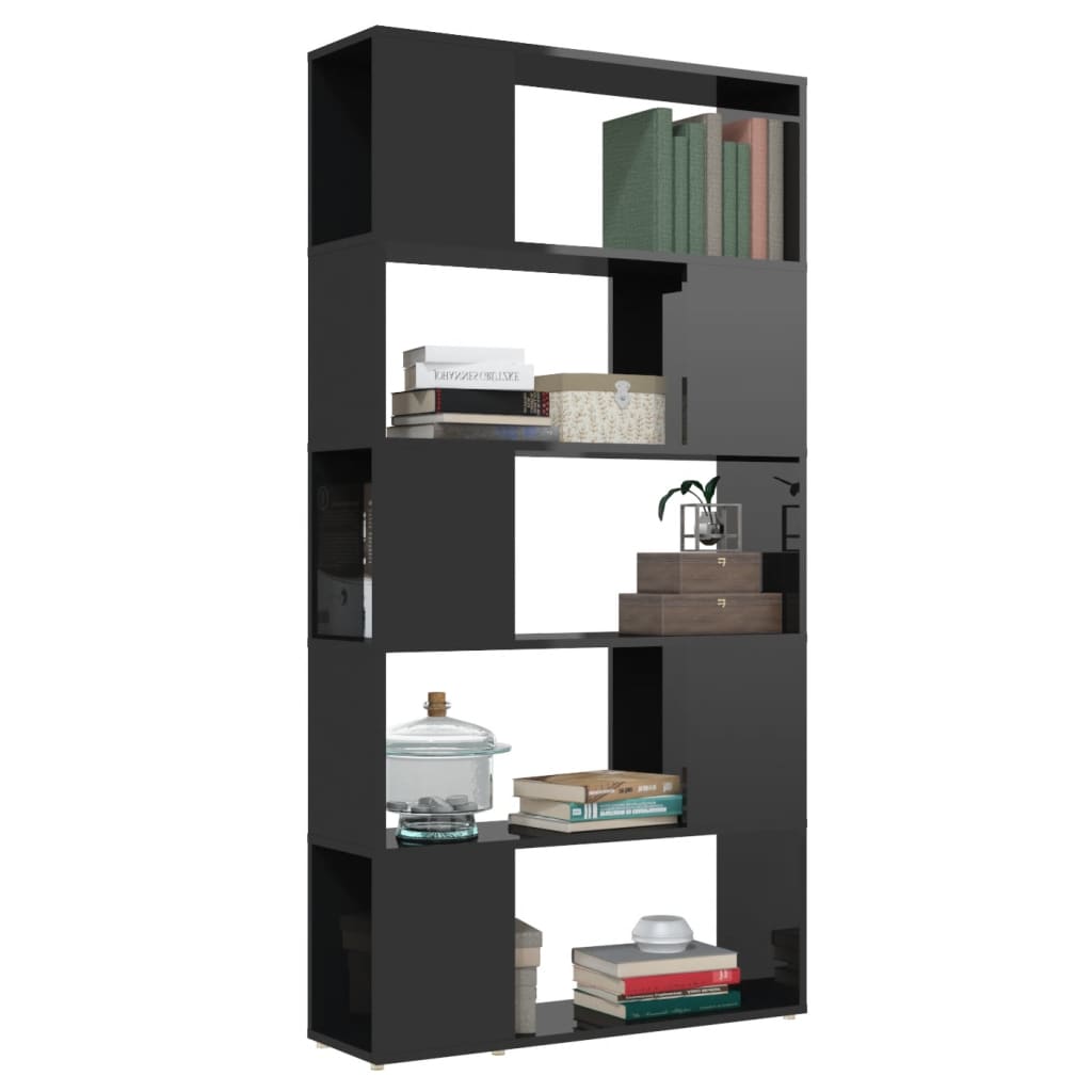 vidaXL Étagère séparateur de pièce noir brillant 80x24x155 cm