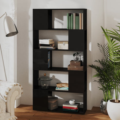 vidaXL Étagère séparateur de pièce noir brillant 80x24x155 cm