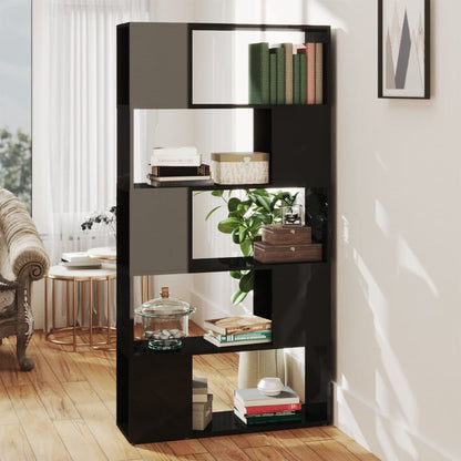 vidaXL Étagère séparateur de pièce noir brillant 80x24x155 cm