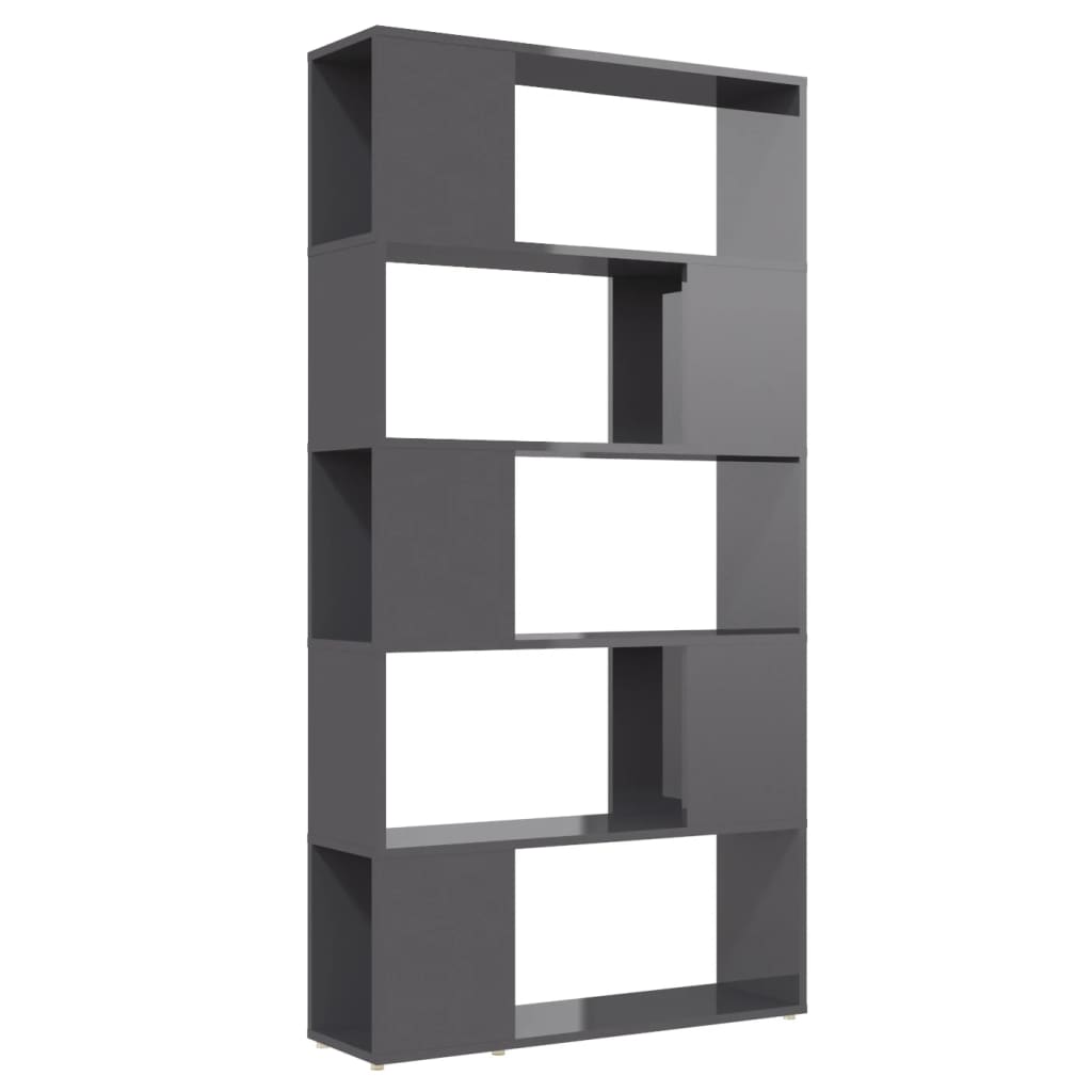 vidaXL Bücherregal Raumteiler Hochglanz-Grau 80x24x155cm Holzwerkstoff