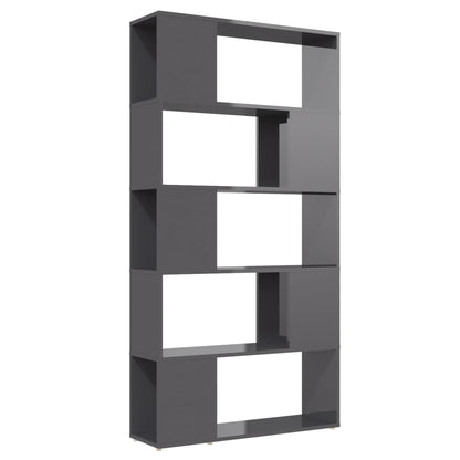 vidaXL Bücherregal Raumteiler Hochglanz-Grau 80x24x155cm Holzwerkstoff