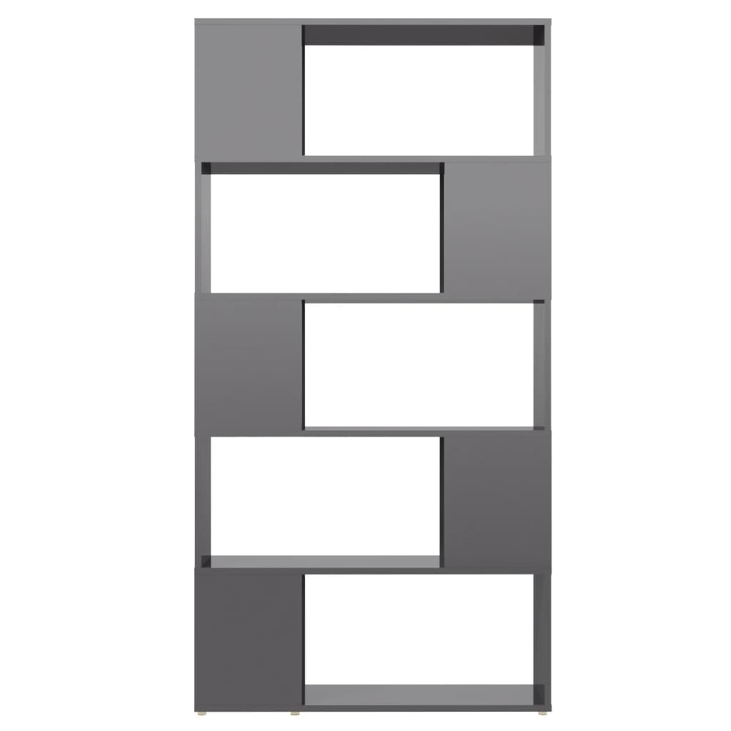 vidaXL Bücherregal Raumteiler Hochglanz-Grau 80x24x155cm Holzwerkstoff