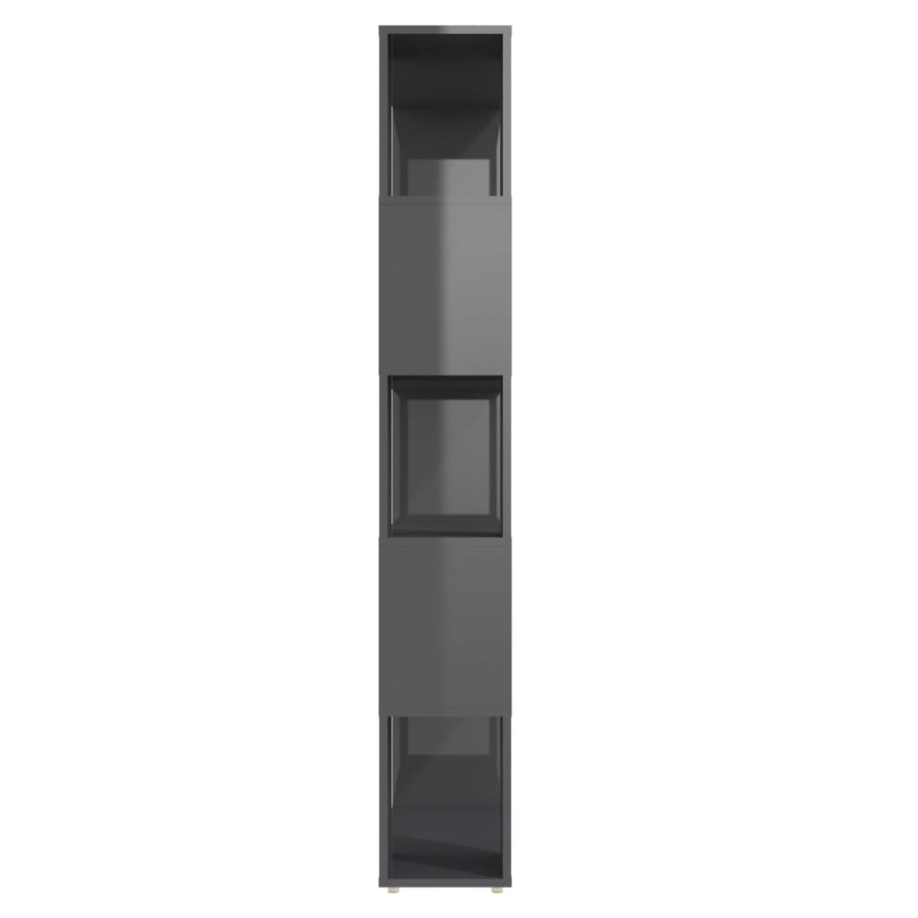 vidaXL Bücherregal Raumteiler Hochglanz-Grau 80x24x155cm Holzwerkstoff
