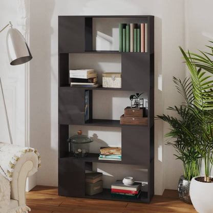 vidaXL Bücherregal Raumteiler Hochglanz-Grau 80x24x155cm Holzwerkstoff