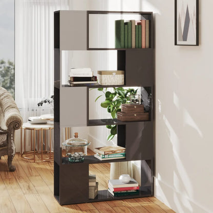 vidaXL Bücherregal Raumteiler Hochglanz-Grau 80x24x155cm Holzwerkstoff