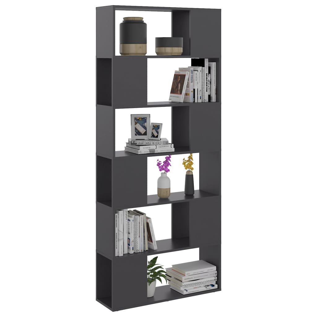 vidaXL Bibliothèque Séparateur de pièce gris 80x24x186 cm Bois d'ingénierie