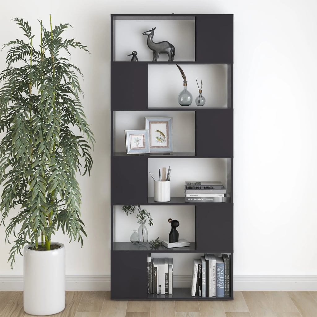 vidaXL Bibliothèque Séparateur de pièce gris 80x24x186 cm Bois d'ingénierie