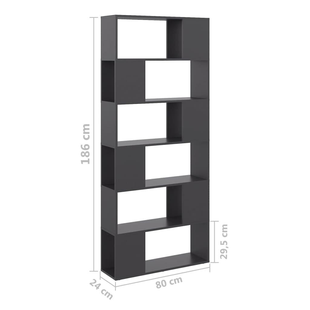 vidaXL Bibliothèque Séparateur de pièce gris 80x24x186 cm Bois d'ingénierie