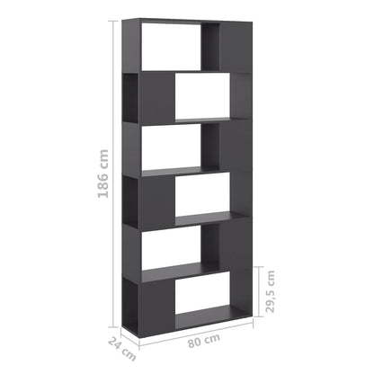 vidaXL Bibliothèque Séparateur de pièce gris 80x24x186 cm Bois d'ingénierie