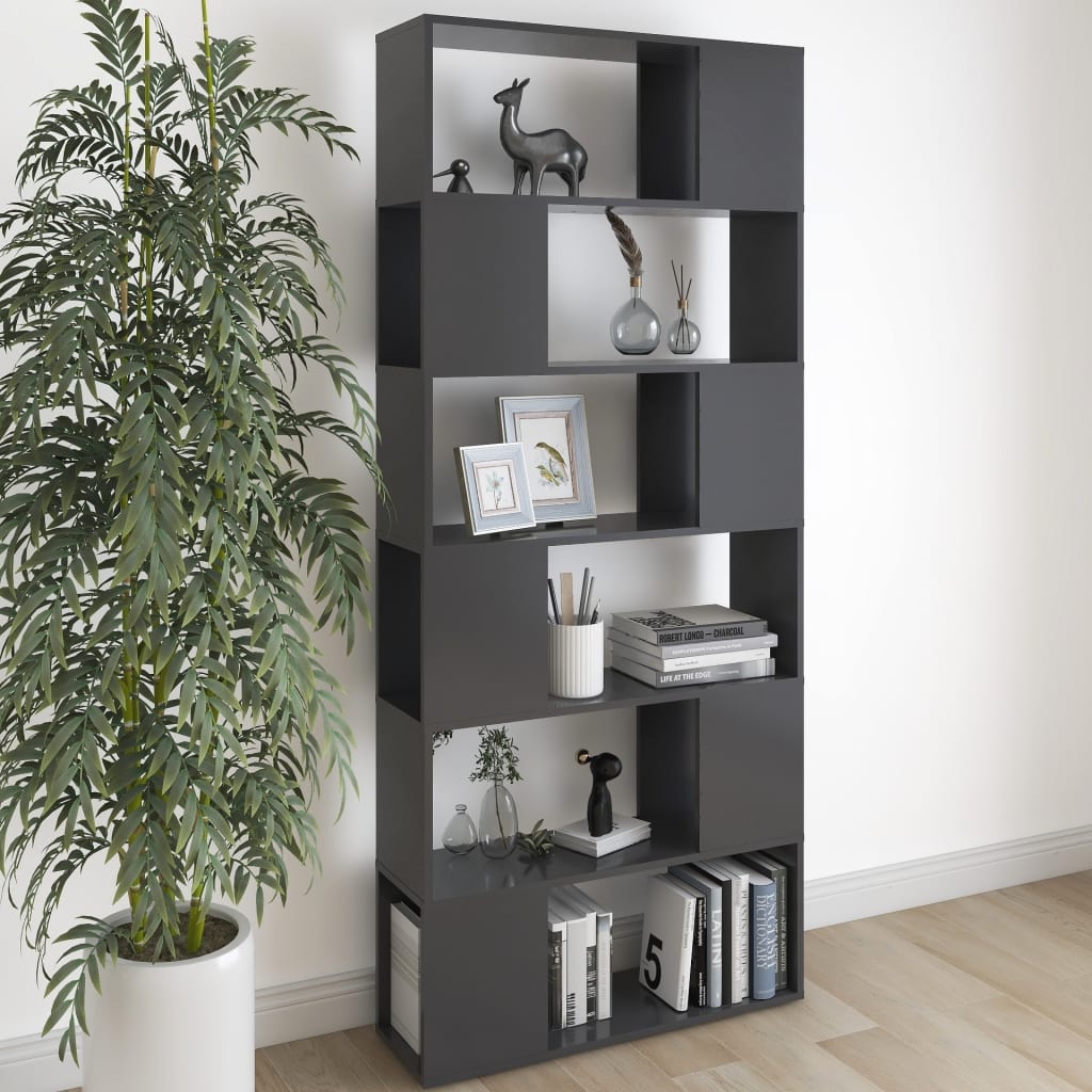 vidaXL Bibliothèque Séparateur de pièce gris 80x24x186 cm Bois d'ingénierie