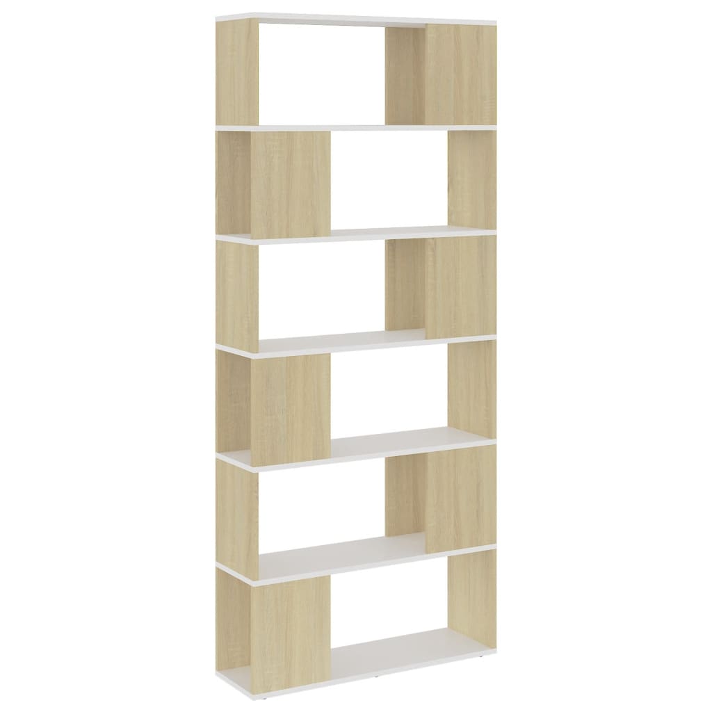 vidaXL Étagère Bibliothèque Séparateur de Pièce Blanc Chêne Sonoma 80x24x186 cm